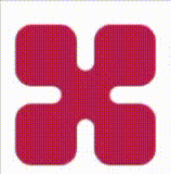 A stylized red plus-shaped logo with rounded edges.